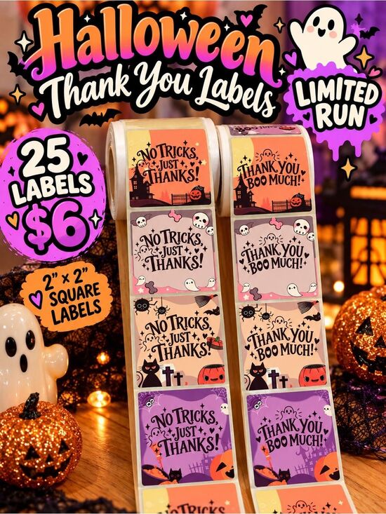 Hand Crafted Other - 🎃 Limited Edition Halloween Thank You Labels 👻 Buy Now! - Set of 25 Labels